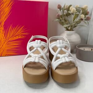 Melissa Salinas Wedge Platform Sandals White/Sand Women's 8 NWB